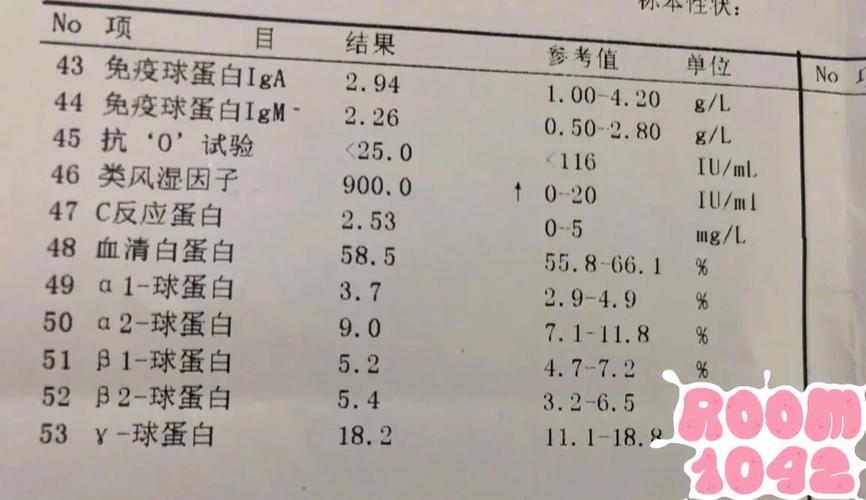 检查风湿类风湿的化验单