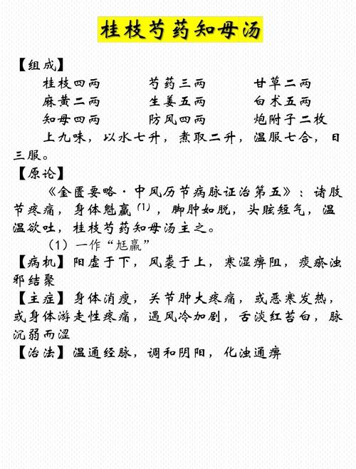 桂枝芍药知母汤 类风湿