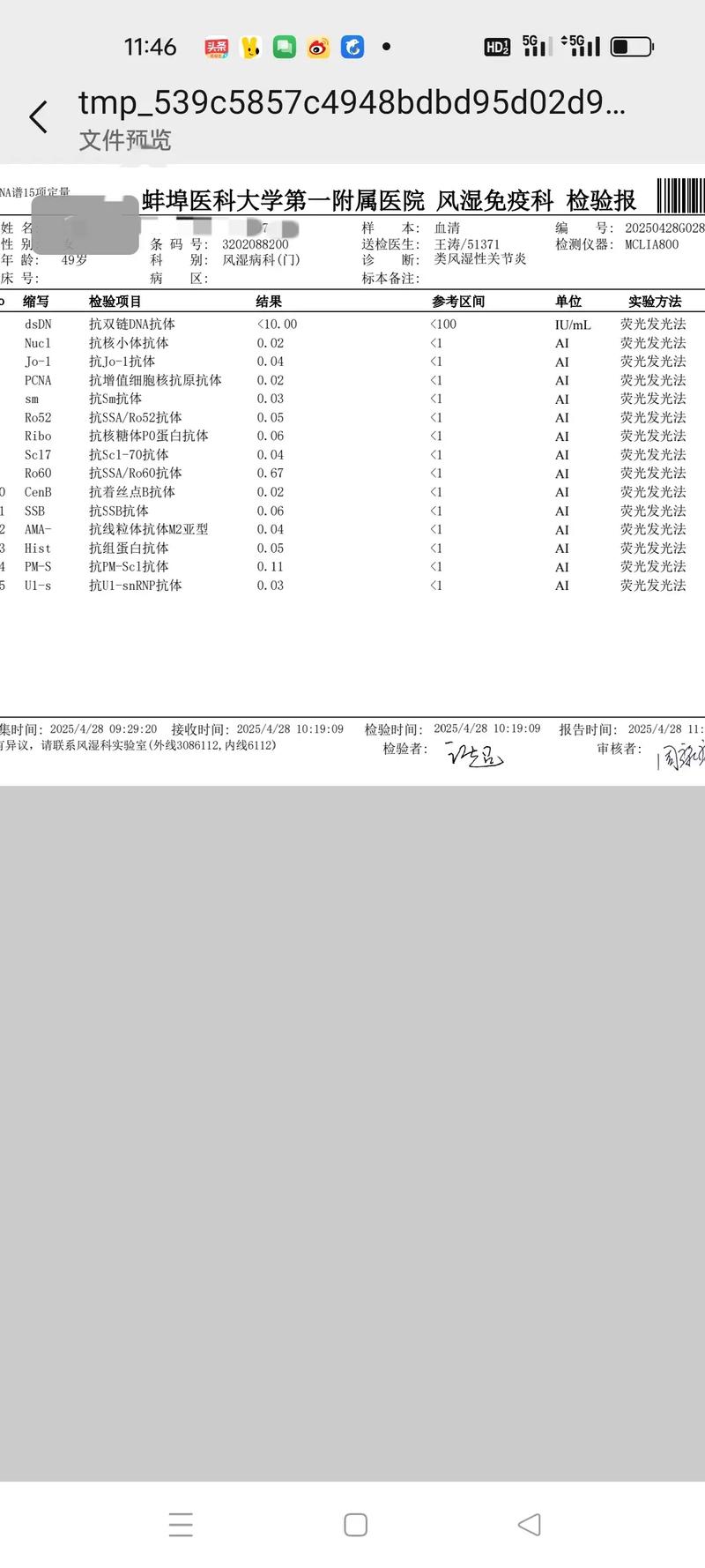 风湿类风湿血常规正常